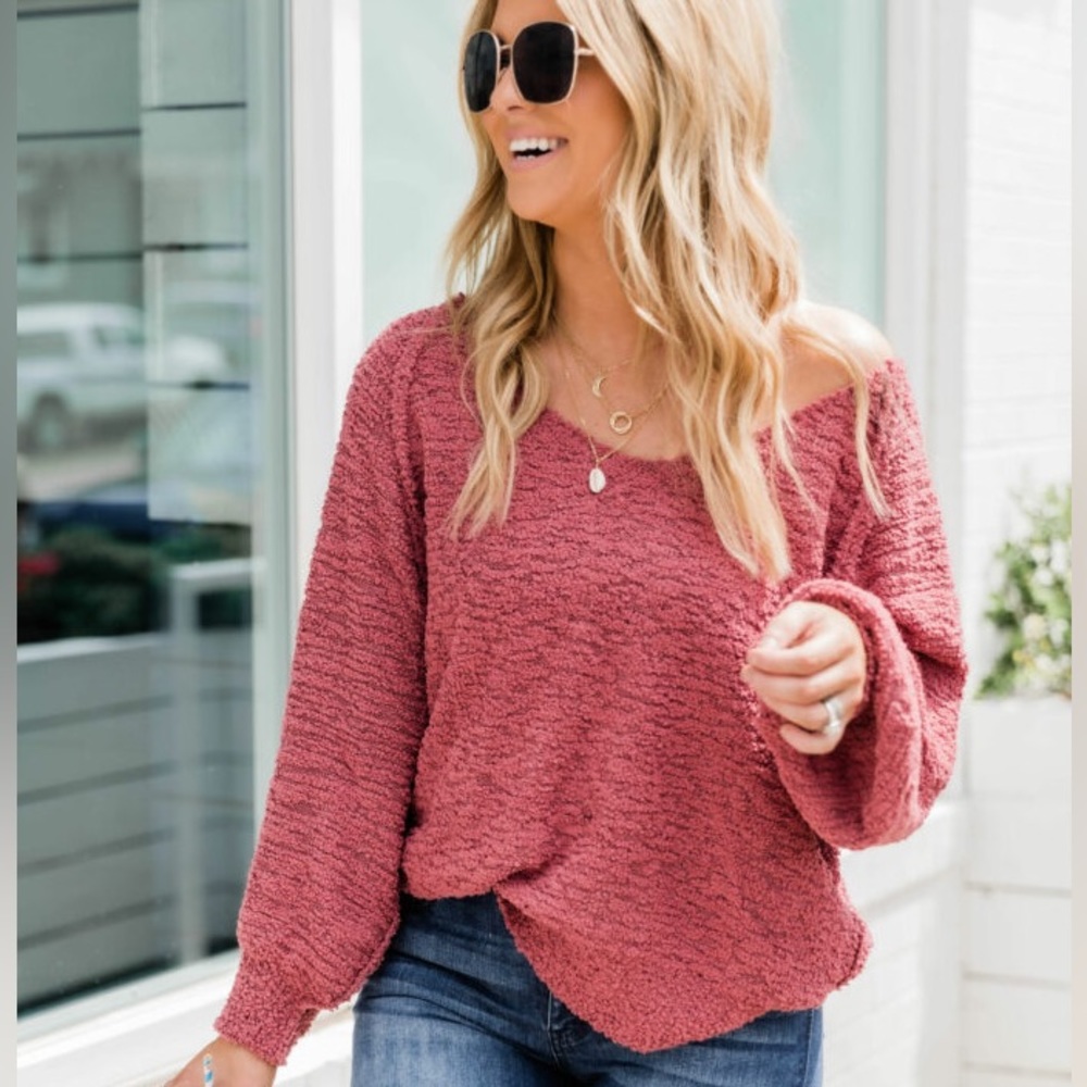 Pink Lily x Living My Best Style off-the-shoulder sweater - Picture 2 of 8